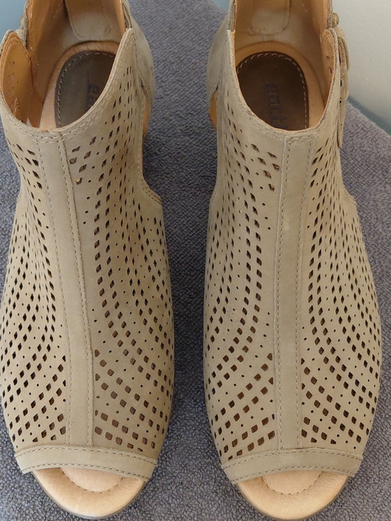 Earth Shoes - Earth Beige Perforated Peep-Toe Ankle Booties